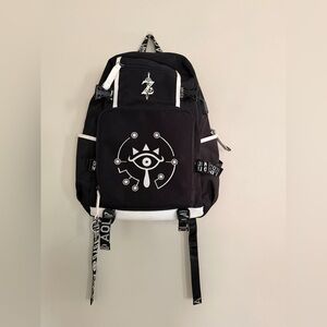 Zelda Black and White Backpack Bookbag 18 inch multiple pockets usb port padded